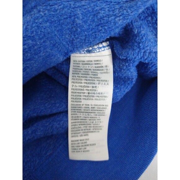 Hollister Size L Logo Graphic Hoodie Blue Pullover Kangaroo Pocket Athleisure - Picture 7 of 10
